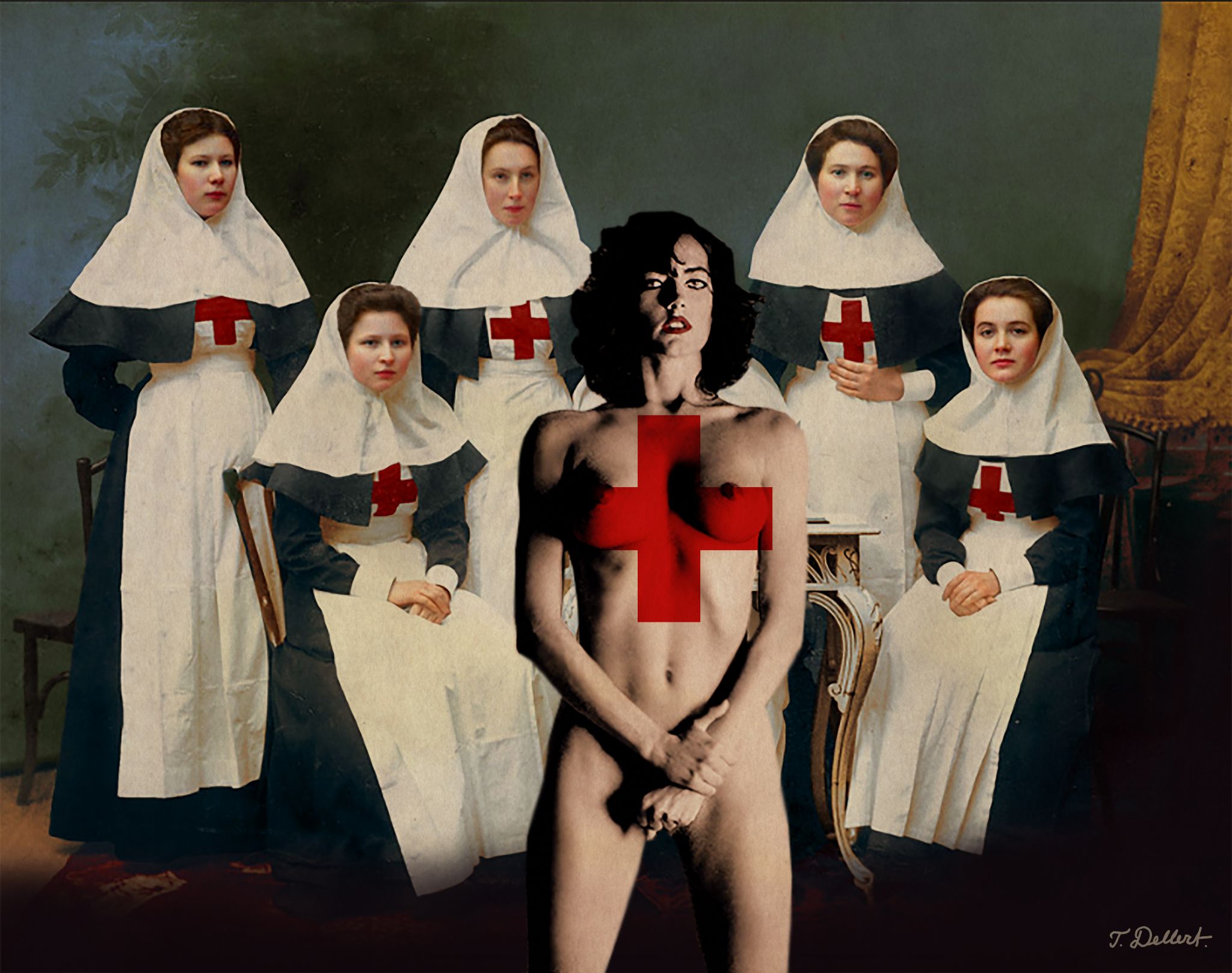 RED CROSS WOMAN sepia version 